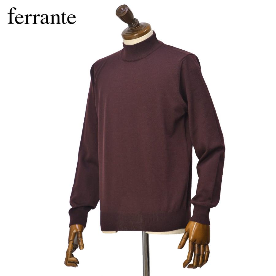 FERRANTE【フェランテ】モックネックニット 32G22503 77 エクストラファインメリノウール 12G ボルドー | FERRANTE