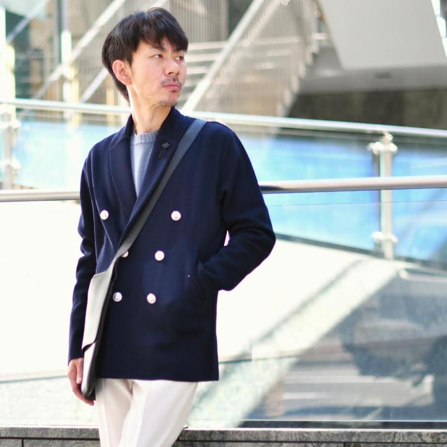 sizeS,M】LARDINI【ラルディーニ】ショールカラーダブルニット