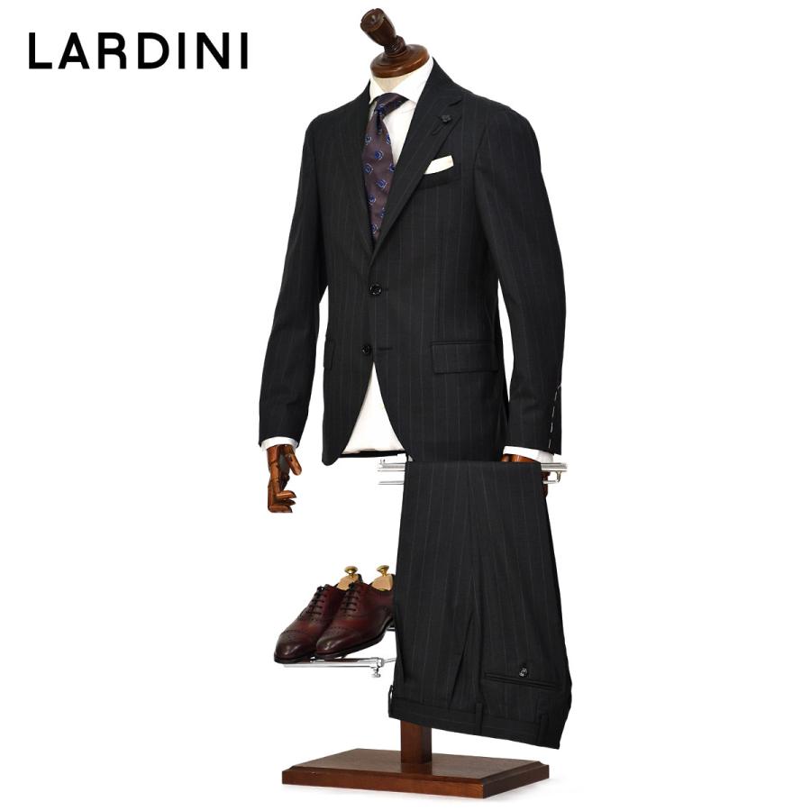 LARDINI【ラルディーニ】シングルスーツ 6107AQ ADVANCE ヴァージンウール SUPER150'S ストライプ チャコールグレー×ホワイト | LARDINI