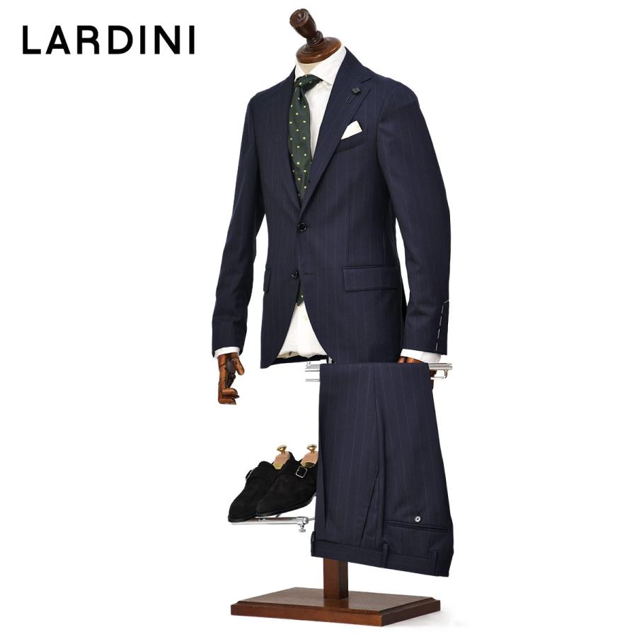 LARDINI【ラルディーニ】シングルスーツ 6107AQ SF63419 850GR ADVANCE ヴァージンウール SUPER150'S ストライプネイビーホワイト | LARDINI