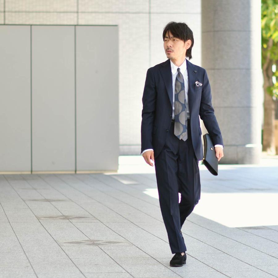 LARDINI【ラルディーニ】シングルスーツ 6107AQ SF63419 850GR ADVANCE ヴァージンウール SUPER150'S ストライプネイビーホワイト | LARDINI | 11