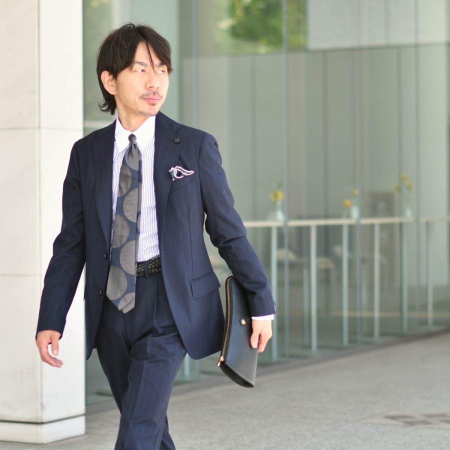 LARDINI【ラルディーニ】シングルスーツ 6107AQ SF63419 850GR ADVANCE ヴァージンウール SUPER150'S ストライプネイビーホワイト | LARDINI | 12
