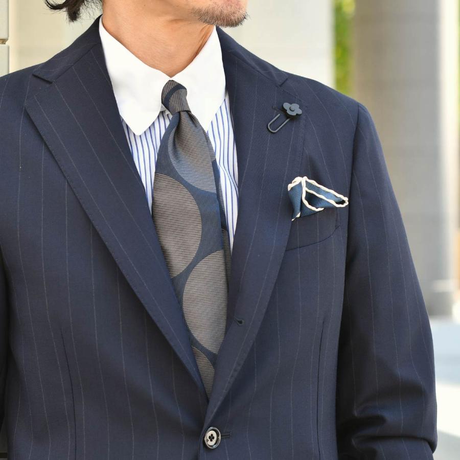 LARDINI【ラルディーニ】シングルスーツ 6107AQ SF63419 850GR ADVANCE ヴァージンウール SUPER150'S ストライプネイビーホワイト | LARDINI | 13