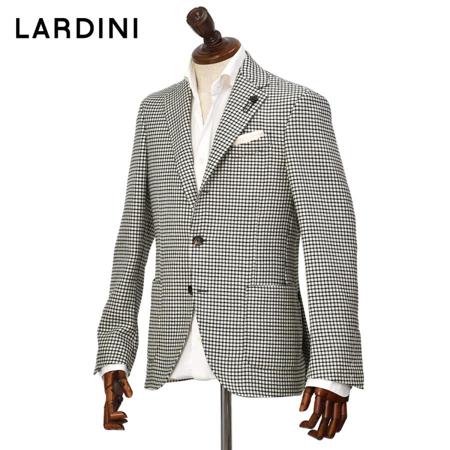 【FINAL SALE 返品交換不可】LARDINI【ラルディーニ】シングルジャケット 6000AQ SF63501 100NE ADVANCE ヴァージンウール 千鳥 ブラック×ホワイト | LARDINI