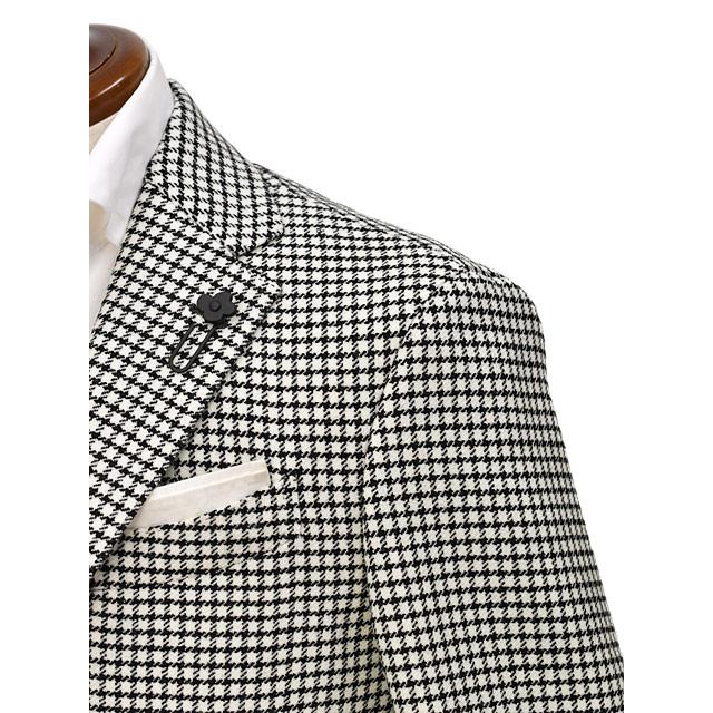 【FINAL SALE 返品交換不可】LARDINI【ラルディーニ】シングルジャケット 6000AQ SF63501 100NE ADVANCE ヴァージンウール 千鳥 ブラック×ホワイトの画像