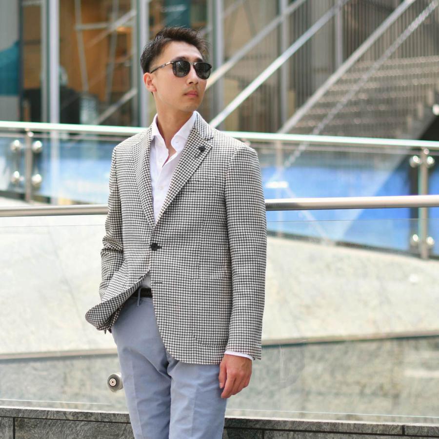 【FINAL SALE 返品交換不可】LARDINI【ラルディーニ】シングルジャケット 6000AQ SF63501 100NE ADVANCE ヴァージンウール 千鳥 ブラック×ホワイトの画像