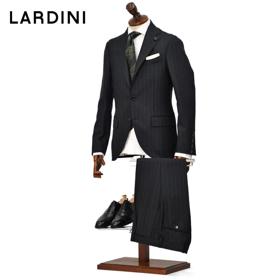LARDINI【ラルディーニ】シングルスーツ 6107AQ SF63413 ADVANCE ヴァージンウール 4PLY チョークストライプ ブラック×ホワイト | LARDINI