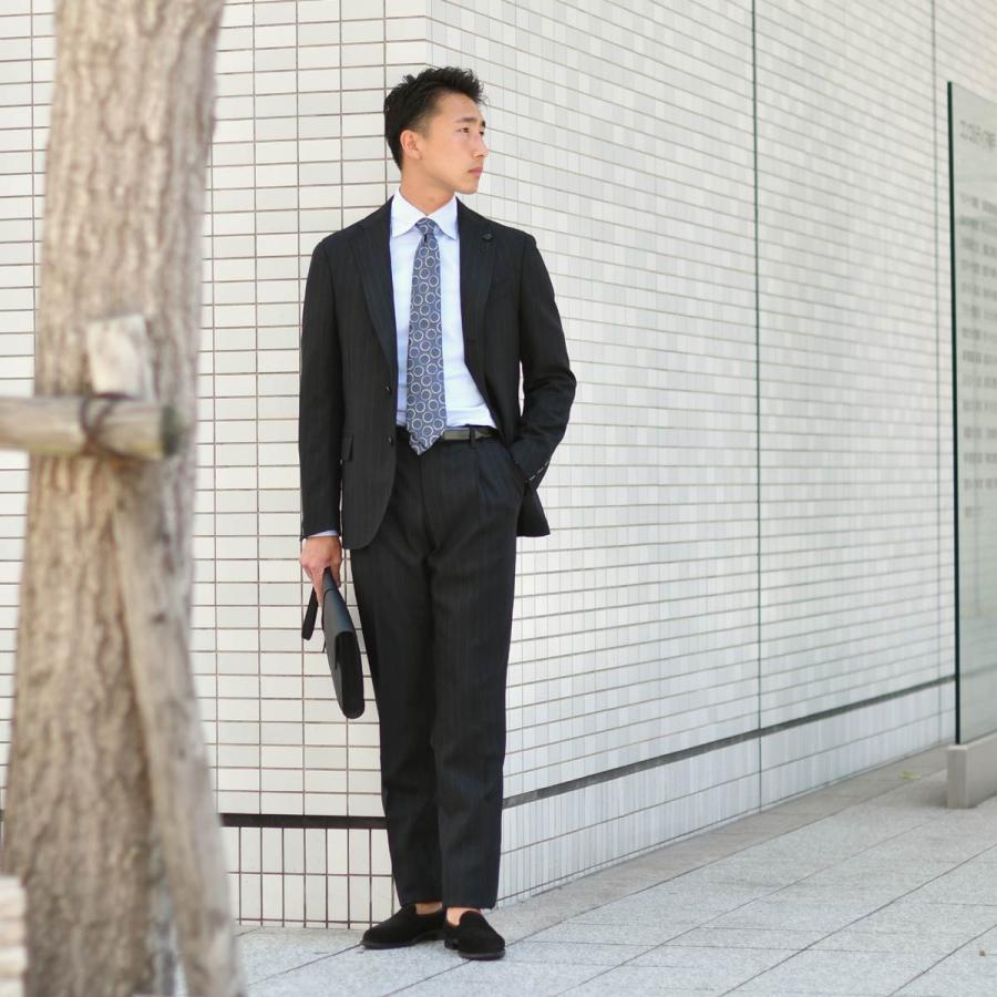 LARDINI【ラルディーニ】シングルスーツ 6107AQ SF63413 ADVANCE ヴァージンウール 4PLY チョークストライプ ブラック×ホワイト | LARDINI | 11