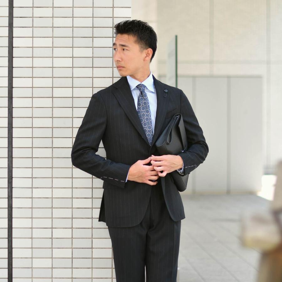 LARDINI【ラルディーニ】シングルスーツ 6107AQ SF63413 ADVANCE ヴァージンウール 4PLY チョークストライプ ブラック×ホワイト | LARDINI | 12