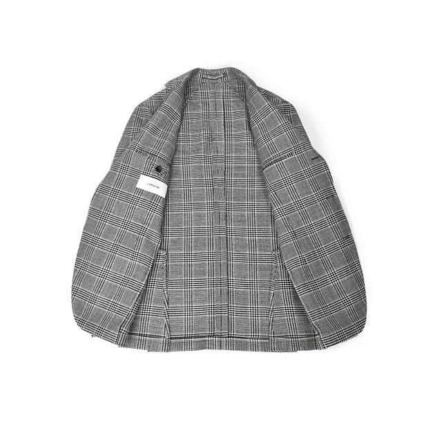 【FINAL SALE 返品交換不可】LARDINI【ラルディーニ】シングルジャケット 6000AQ SF63501 102NE ADVANCE ヴァージンウール グレンチェック ブラック×ホワイト | LARDINI | 02