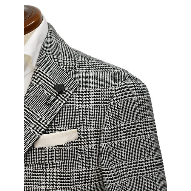 【FINAL SALE 返品交換不可】LARDINI【ラルディーニ】シングルジャケット 6000AQ SF63501 102NE ADVANCE ヴァージンウール グレンチェック ブラック×ホワイト | LARDINI | 03