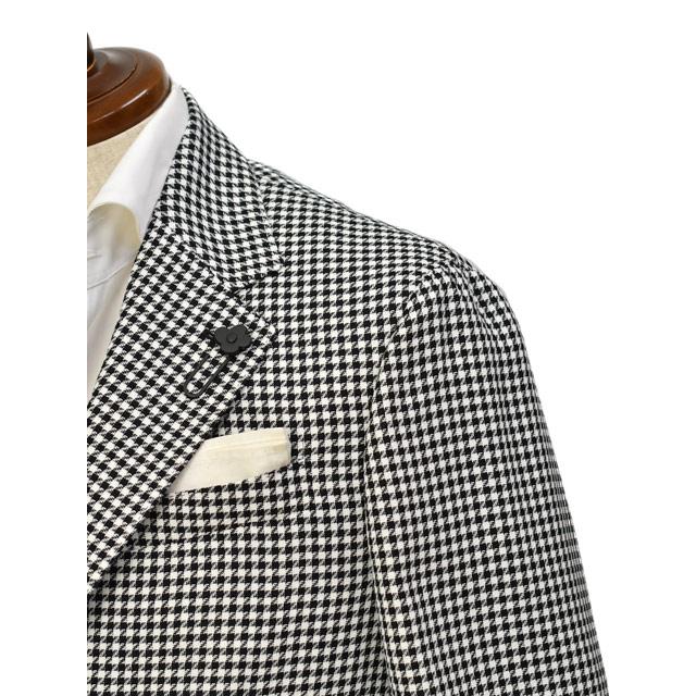 LARDINI【ラルディーニ】シングルジャケット 6202Q IF64506 100NE ROMA ウール コットン 千鳥 ブラック×ホワイトの画像