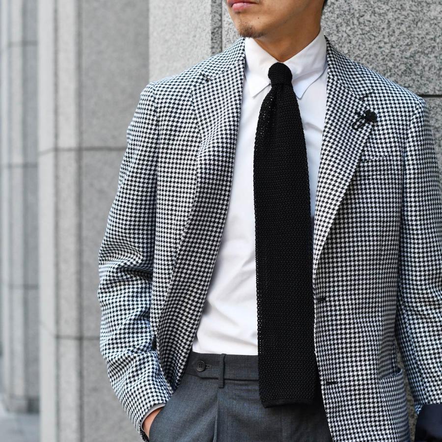 LARDINI【ラルディーニ】シングルジャケット 6202Q IF64506 100NE ROMA ウール コットン 千鳥 ブラック×ホワイトの画像