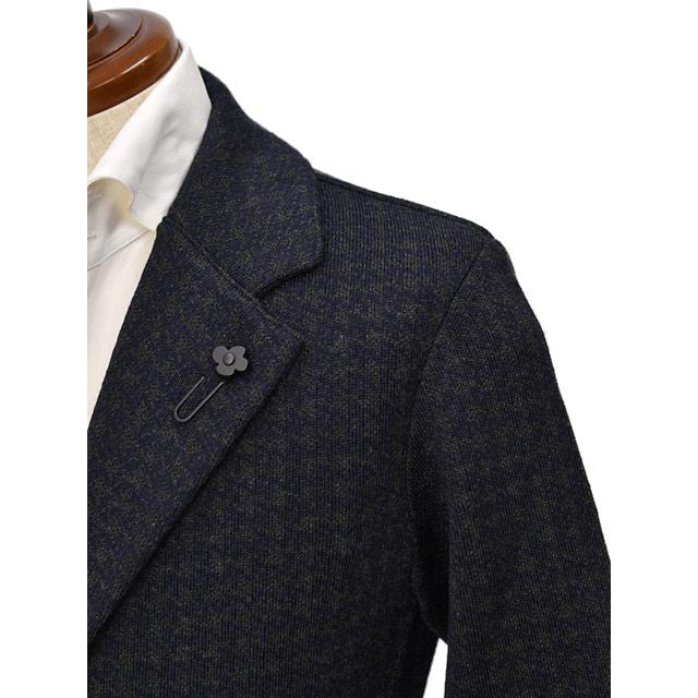 LARDINI【ラルディーニ】ニットジャケット LJM56J AA65002 850GR ウール 千鳥 ネイビー×グレーの画像