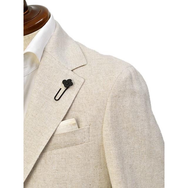 LARDINI【ラルディーニ】シングルジャケット 6202Q IF66501 130BE ROMA リネン コットン ヘリンボーン ベージュの画像