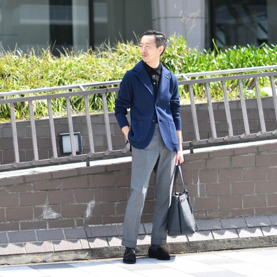 LARDINI【ラルディーニ】ニットジャケット LJM56 CN66003 850 コットン ミラノリブ ライトネイビーの画像