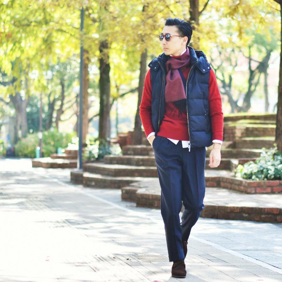 MOORER ムーレー フード付きダウンベスト ダークネイビー