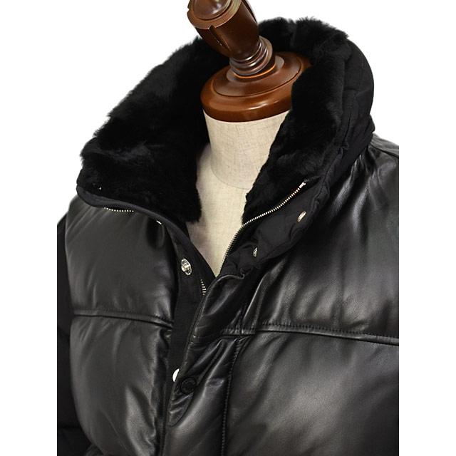 MOORER MOORER【ムーレー】レザーコンビフードダウンブルゾン JAKE PKN