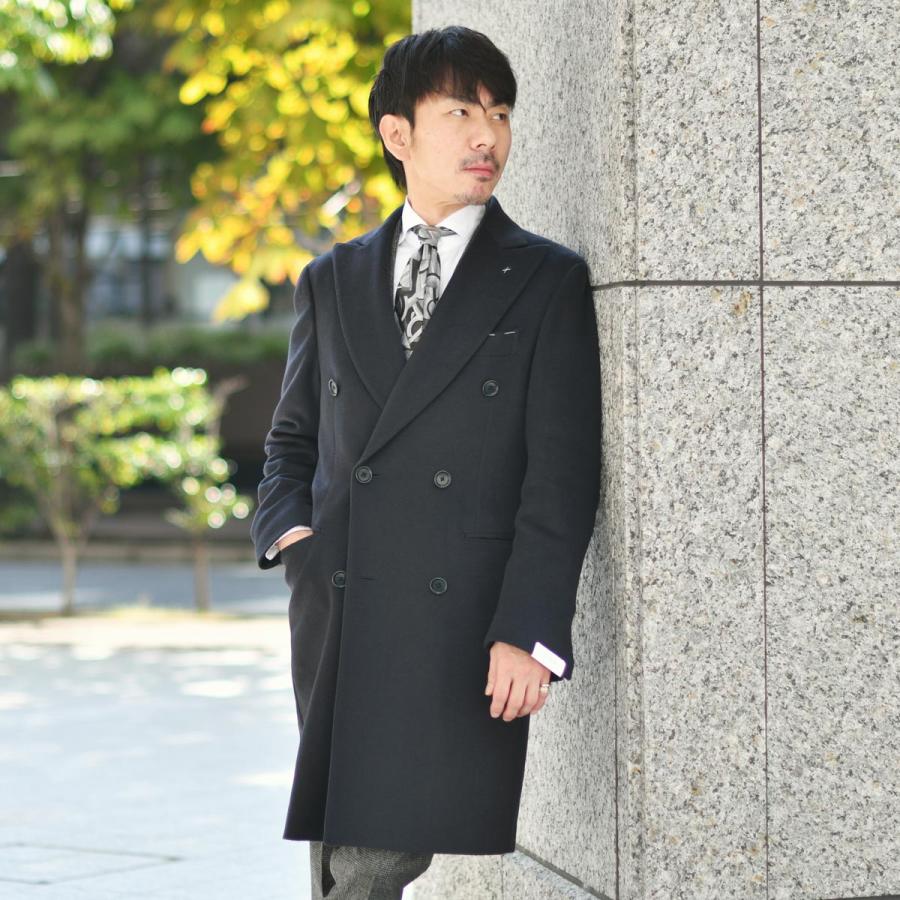 極美品 デ ペトリロ ウールカシミヤ ベルテッドポロコート グレー 48