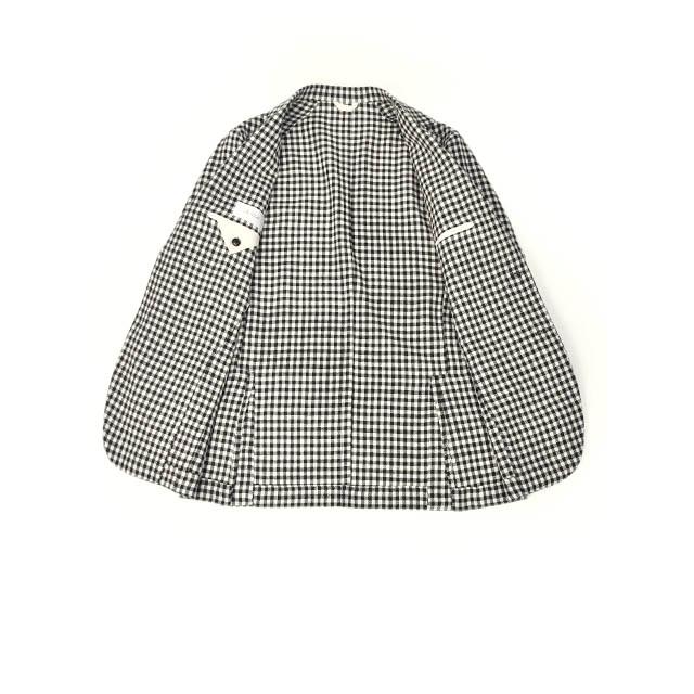 【FINAL SALE 返品交換不可】【size46,48】De Petrillo【デ ペトリロ】シングルジャケット ANACAPRI コットン リネン ギンガムチェック ダークブラウンホワイトの画像