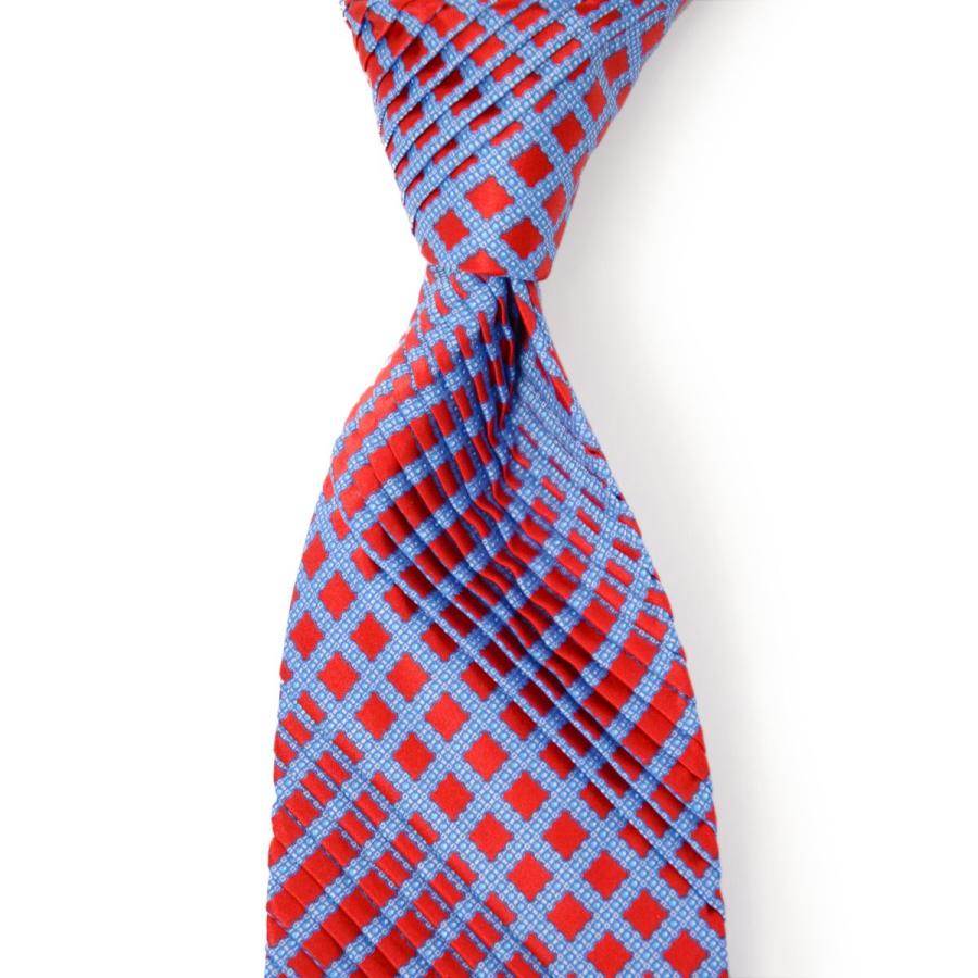 美品 ステファノリッチ ネクタイ シルク ストライプ 小紋柄 プリーツ 赤 美品 ステファノリッチ ネクタイ シルク ストライプ 小紋柄