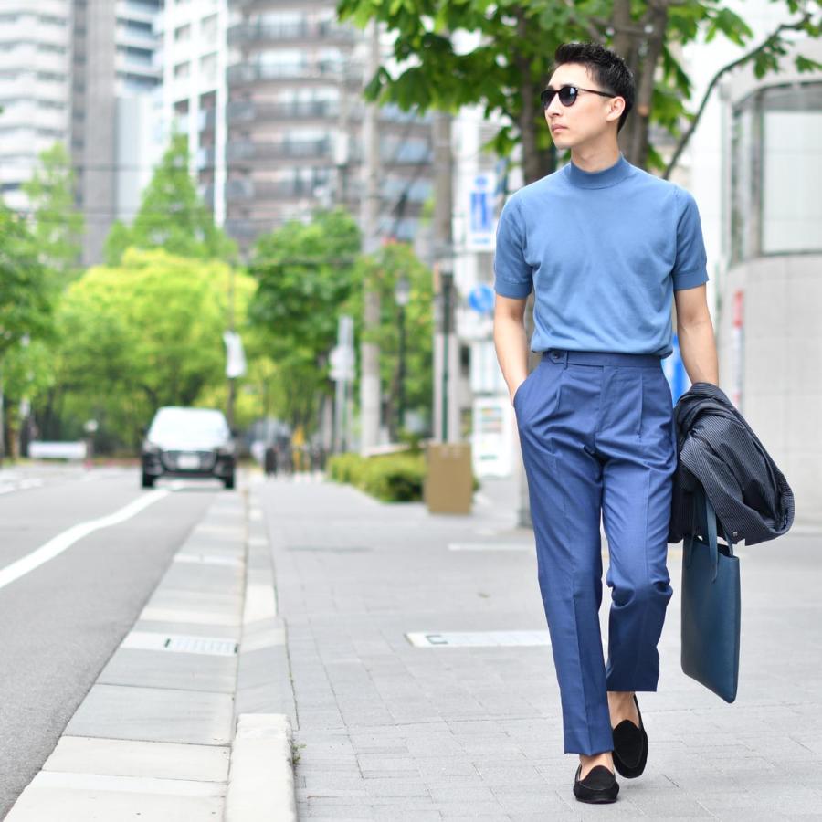 ROTA【ロータ】ワンプリーツ ベルトレスパンツ 291 2C CINT MILAN 092 49 トロピカルウール ブルー | Rota | 10