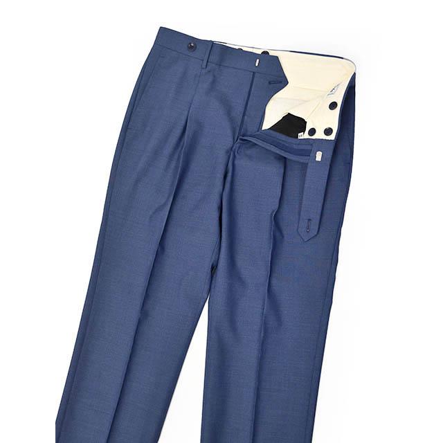 ROTA【ロータ】ワンプリーツ ベルトレスパンツ 291 2C CINT MILAN 092 49 トロピカルウール ブルー | Rota | 02