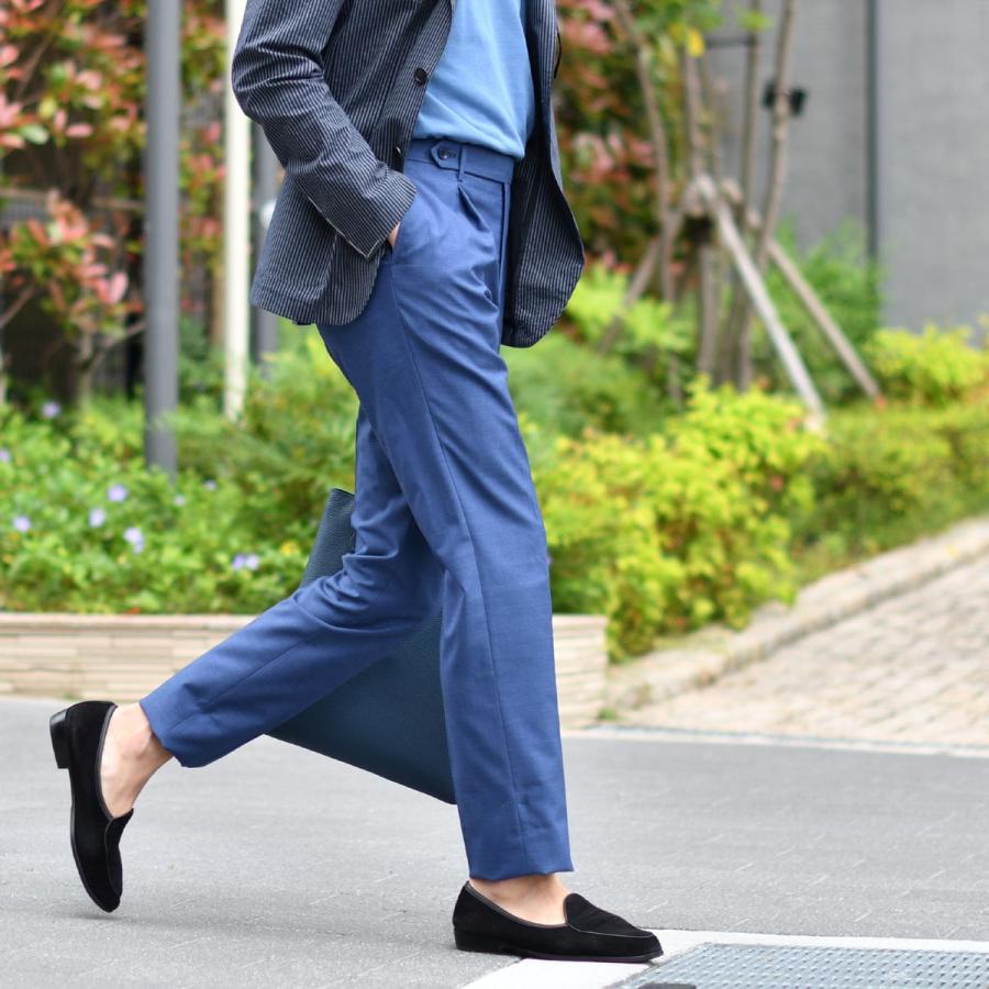 ROTA【ロータ】ワンプリーツ ベルトレスパンツ 291 2C CINT MILAN 092 49 トロピカルウール ブルー | Rota | 08