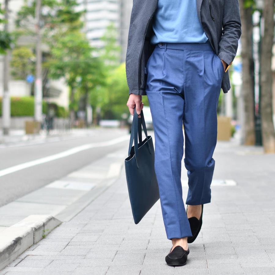 ROTA【ロータ】ワンプリーツ ベルトレスパンツ 291 2C CINT MILAN 092 49 トロピカルウール ブルーの画像