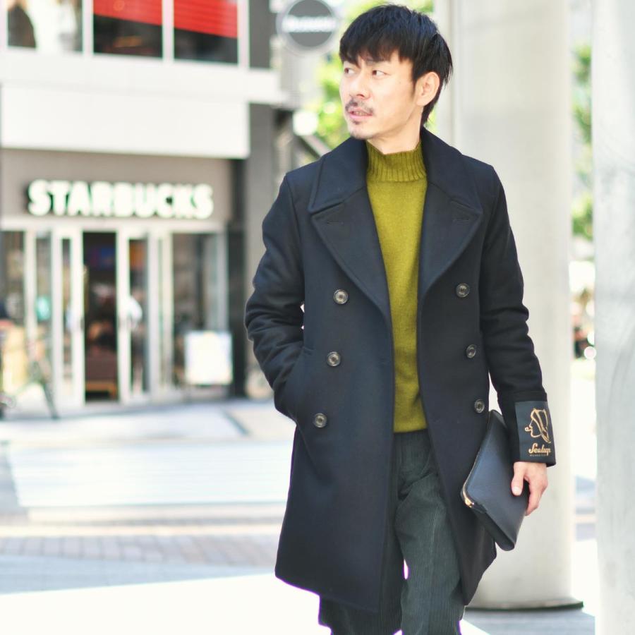 【size44,48】SEALUP【シーラップ】ロングピーコート GENOVA 50092 7591 36 ウール ブラック