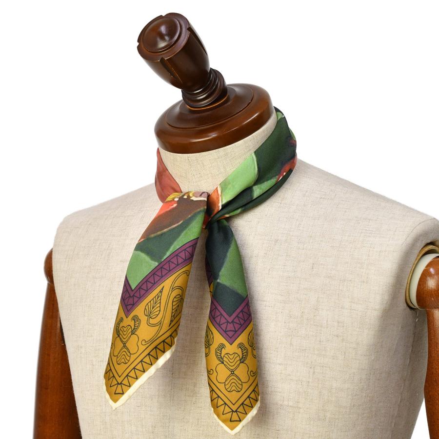 Spacca Neapolis【スパッカネアポリス】スカーフ/ネッカチーフ MCD シルク プリント キャメル×パープル | 