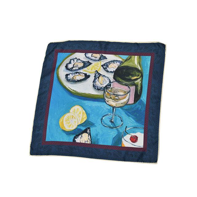 Spacca Neapolis【スパッカネアポリス】スカーフ/ネッカチーフ OYSTER シルク プリント ネイビー×ボルドー |  | 01