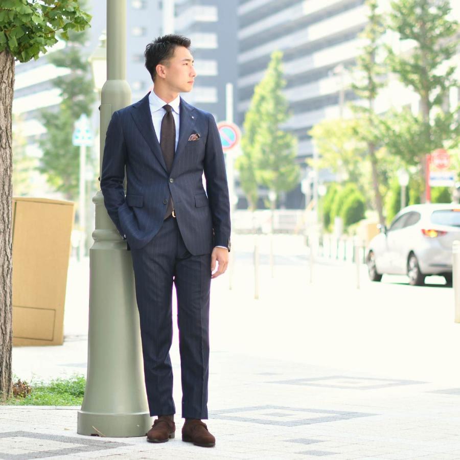 【size44,48】TAGLIATORE【タリアトーレ】シングルスーツ 2SVF22B11 VESVIO SUPER110'S ウール チョークストライプ ネイビーの画像