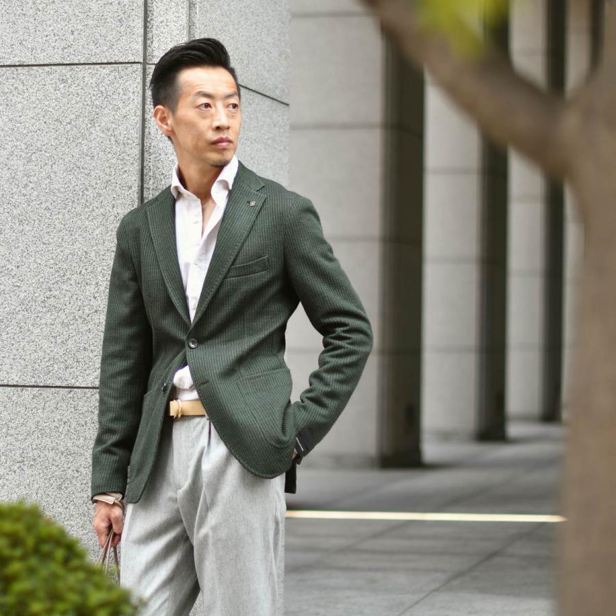 【FINAL SALE 返品交換不可】【size44,46】TAGLIATORE【タリアトーレ】シングルジャケット G-DAKAR22K ポリエステル ヴァージンウール アクリルジャージ カーキの画像