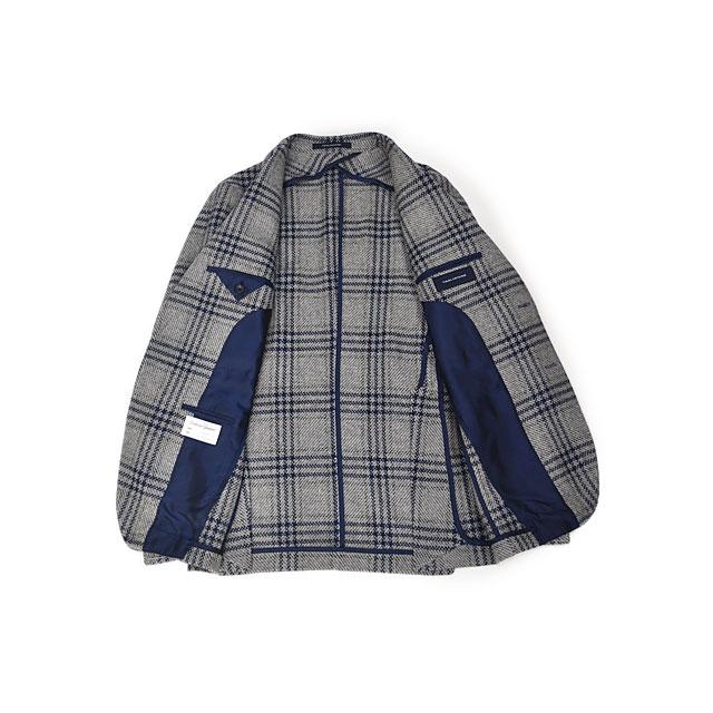 【size46,48】TAGLIATORE【タリアトーレ】シングルジャケット 1SMC22K MONTECARLO ウール ナイロン チェック グレー×ネイビーの画像