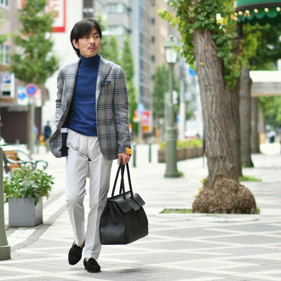 【size46,48】TAGLIATORE【タリアトーレ】シングルジャケット 1SMC22K MONTECARLO ウール ナイロン チェック グレー×ネイビーの画像