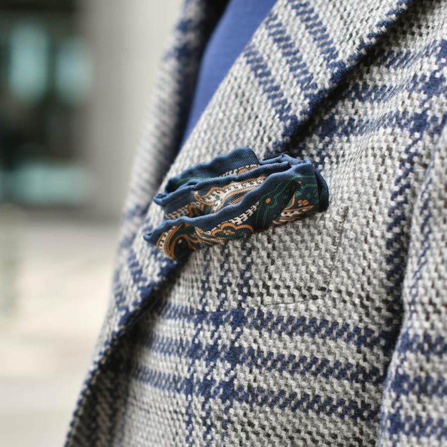 【size46,48】TAGLIATORE【タリアトーレ】シングルジャケット 1SMC22K MONTECARLO ウール ナイロン チェック グレー×ネイビーの画像