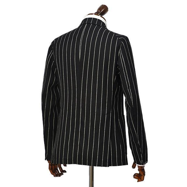 【FINAL SALE】TAGLIATORE【タリアトーレ】ダブルジャケット G-GLEN2DK 850049 N1175 グレン リネン ナイロン ストライプ ブラック×ホワイトの画像