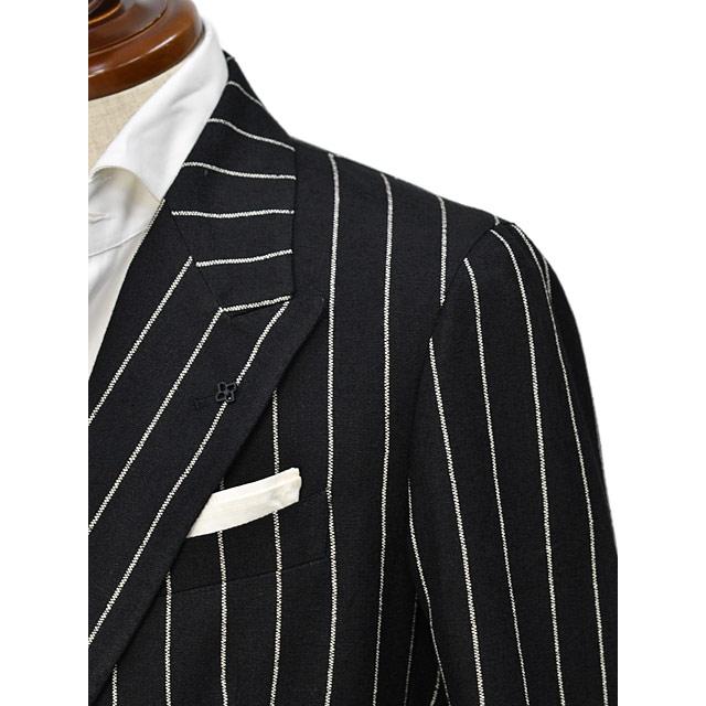 【FINAL SALE】TAGLIATORE【タリアトーレ】ダブルジャケット G-GLEN2DK 850049 N1175 グレン リネン ナイロン ストライプ ブラック×ホワイトの画像