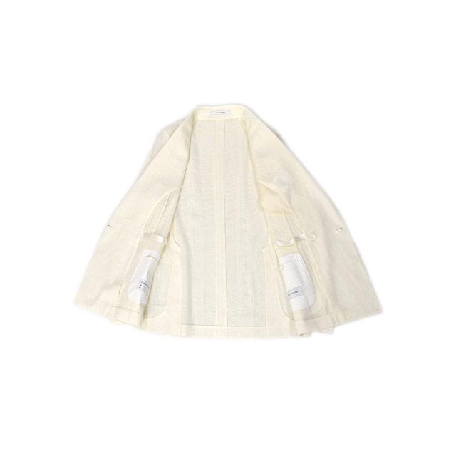 【FINAL SALE】TAGLIATORE【タリアトーレ】ダブルジャケット G-GLEN2DK 770170 EX848 グレン ビスコース コットン リネン ストライプ ホワイトの画像