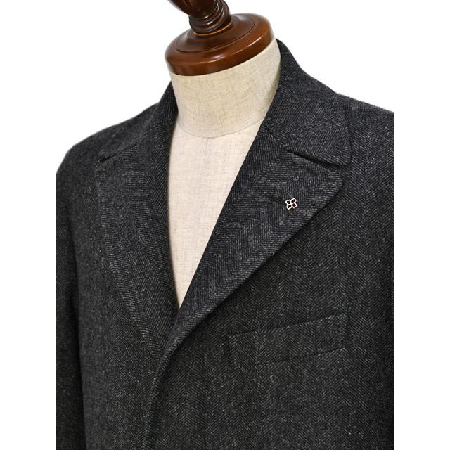 TAGLIATORE【タリアトーレ】シングルアルスターコート THOMAS 610016S S1384 ヴァージンウール カシミヤ ヘリンボーン チャコールグレーの画像