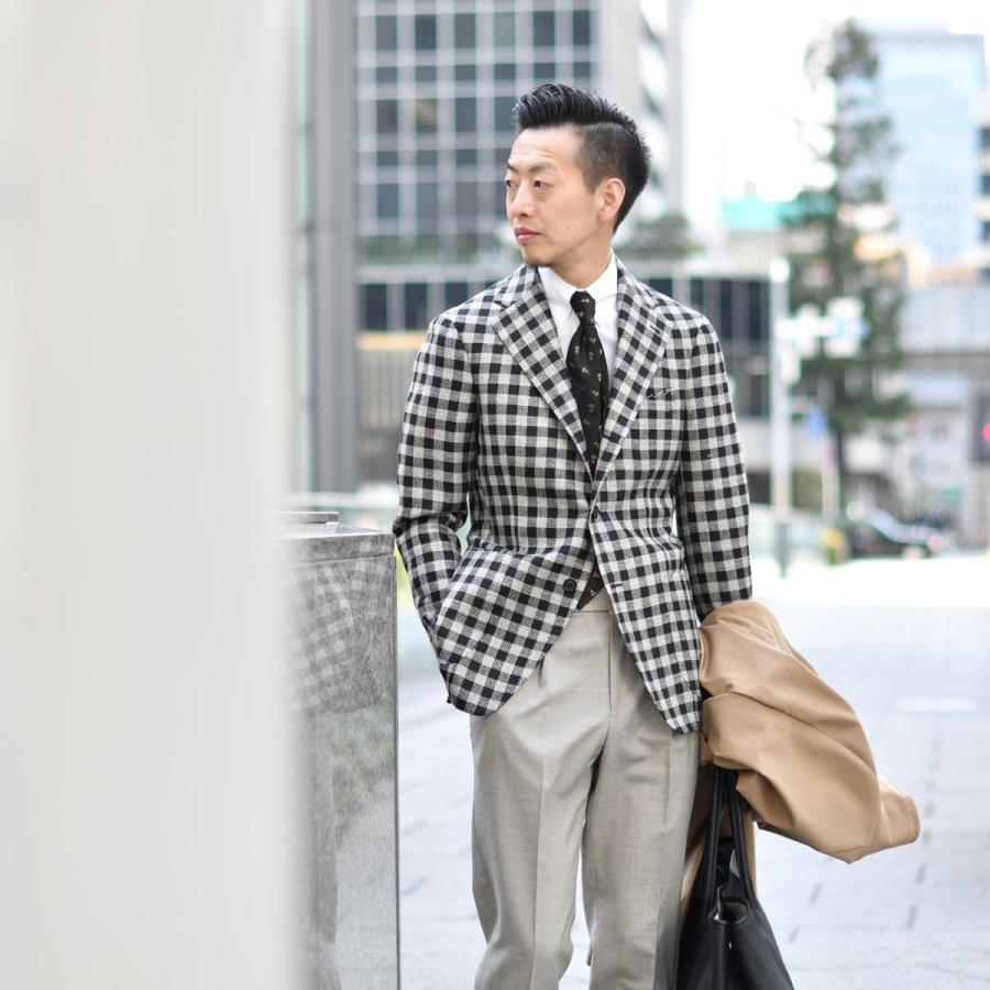 TITO ALLEGRETTO【ティト アレグレット】シングルジャケット TA05241044 ウール リネン ビッグギンガム ブラック×ホワイトの画像