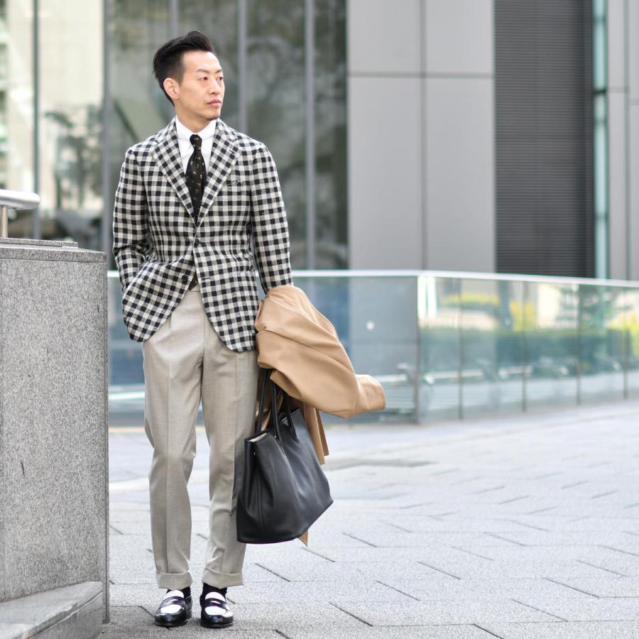 TITO ALLEGRETTO【ティト アレグレット】シングルジャケット TA05241044 ウール リネン ビッグギンガム ブラック×ホワイトの画像