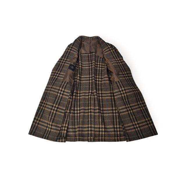 TITO ALLEGRETTO【ティト アレグレット】ダブルベルテッドコート 08H06-02-CQG ウール カシミヤ チェック ブラウン×ブラック |  | 02