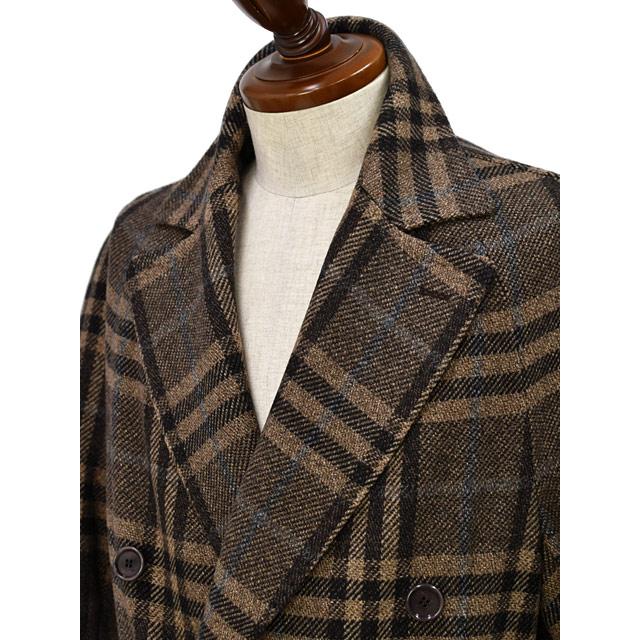 TITO ALLEGRETTO【ティト アレグレット】ダブルベルテッドコート 08H06-02-CQG ウール カシミヤ チェック ブラウン×ブラック |  | 03