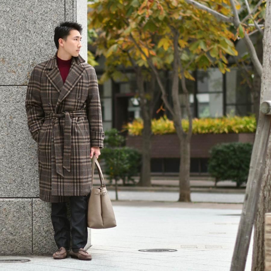 TITO ALLEGRETTO【ティト アレグレット】ダブルベルテッドコート 08H06-02-CQG ウール カシミヤ チェック ブラウン×ブラック |  | 07