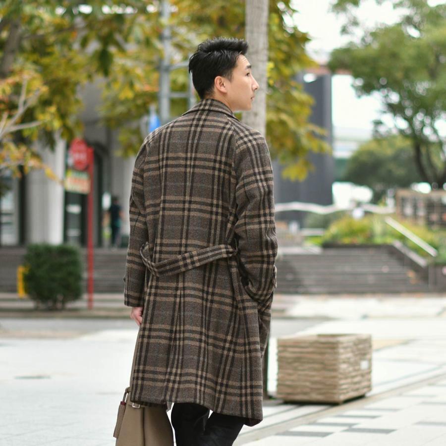 TITO ALLEGRETTO【ティト アレグレット】ダブルベルテッドコート 08H06-02-CQG ウール カシミヤ チェック ブラウン×ブラック |  | 09