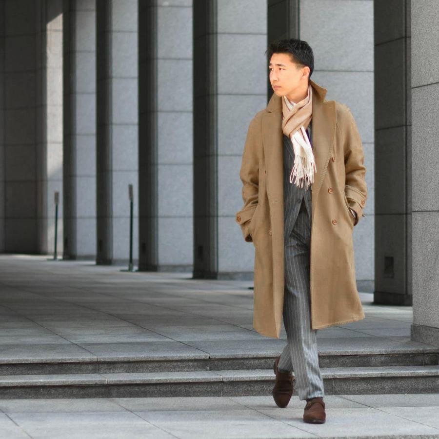 TITO ALLEGRETTO【ティト アレグレット】ダブルベルテッドコート 3890 DOPPIO FANCY 266 ウール ナイロン キャメルの画像