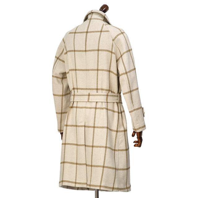 TITO ALLEGRETTO【ティト アレグレット】ダブルベルテッドコート 3890 DOPPIO FANCY ウール ナイロン チェック ベージュ×キャメル |  | 01