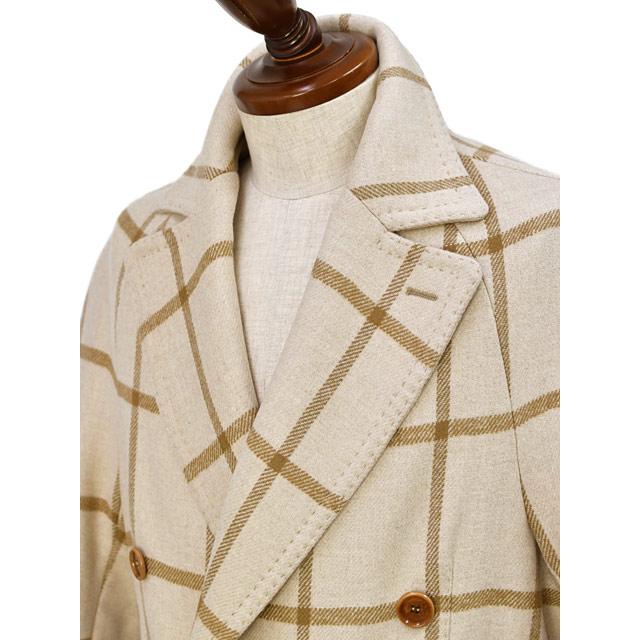 TITO ALLEGRETTO【ティト アレグレット】ダブルベルテッドコート 3890 DOPPIO FANCY ウール ナイロン チェック ベージュ×キャメル |  | 03